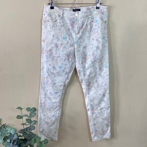 Sanctuary White Denim Straight Leg Jeans Pastel Floral Print Women's 31 y2k 90's